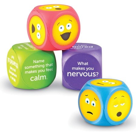 LEARNING RESOURCES Emoji Cubes, Soft Foam, 7"Wx9"Lx2"H, 4/ST, Multi PK LRNLER7289